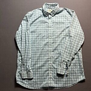 LL Bean Cotton Shirt Mens Sz XXL-Tall Blue Green Plaid traditional Fit Button Up